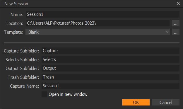 New session - Capture One