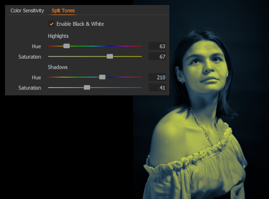 Example of settings and cross-processing results