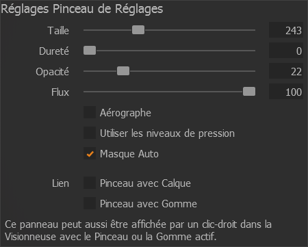 Réglages de la brosse de masque - Capture One
