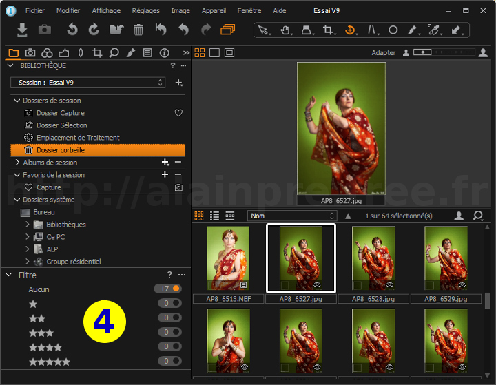 Capture One - Sélectionner les photos d'après leur note