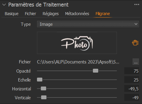 Incrustation d'un filigrane avec Capture One