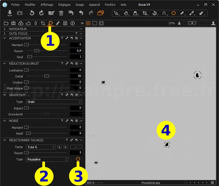 Capture One - Supprimer les tâches et poussières