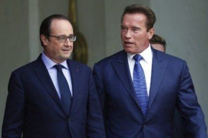 Le président François Hollande et Arnold Schwarzenegger