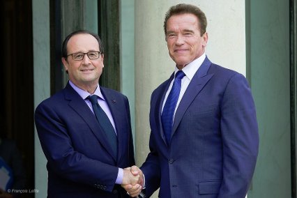 Le président François Hollande et Arnold Schwarzenegger